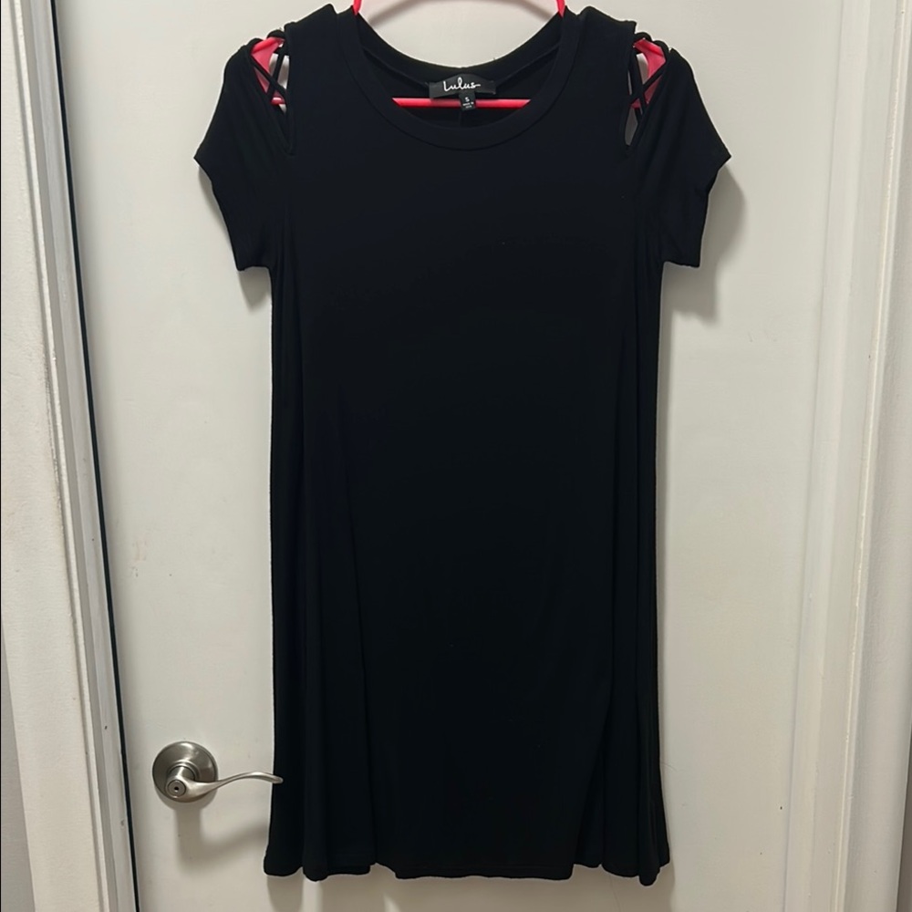 Lulu's Black Dress with Shoulder Cutouts